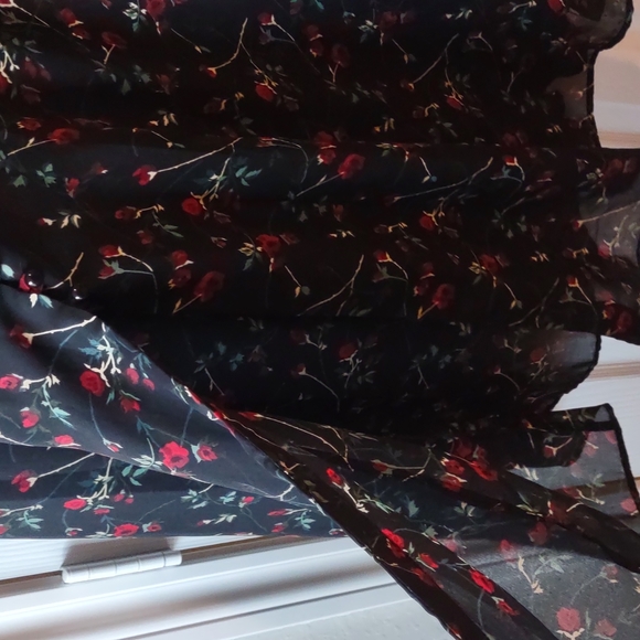 Romantic floral Black Dress with Red roses VINTAGE - Picture 12 of 15